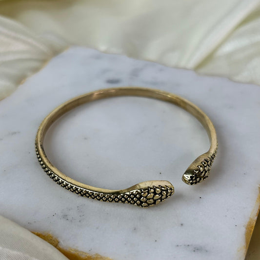 Dual Serpant Brass Bracelet( Gold)