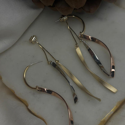 Wavy 3 Tone Earrings