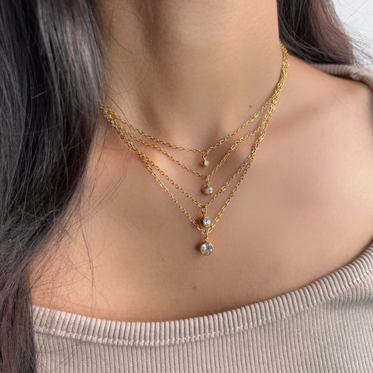 Four Layered Solitaire Necklace