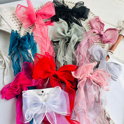 Organza Frill Hair Bow Clips