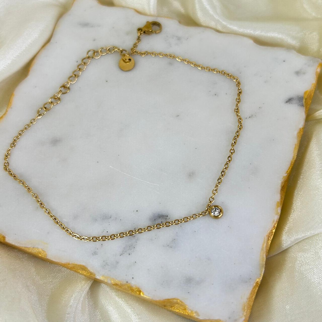 Single White Dot Anklet