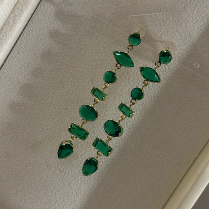 Emerald Crystal Bejewelled Earrings