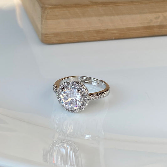 White Round Solitaire Ring