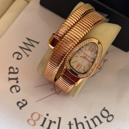 Bvlgari Serpant Watch (White- Rose Gold )
