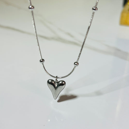 Viral Heart Silver Necklace