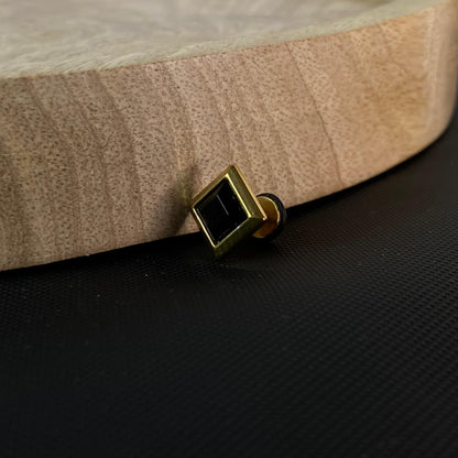 Square Top Men's Gold Earring