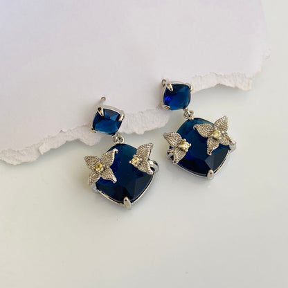 Diva Luxe Statement Earrings ( Blue)