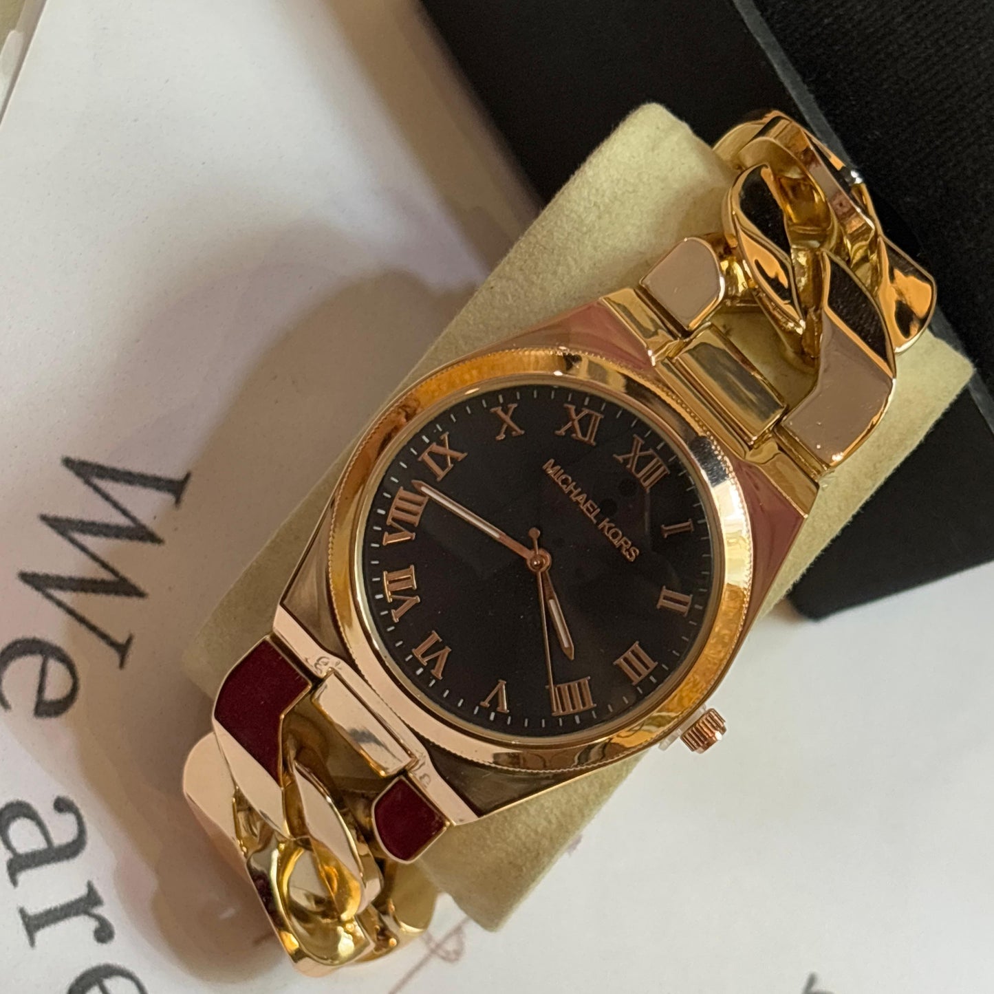 MK Link Watch (Rose Gold - Black)- 32 Mm