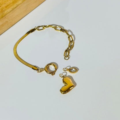 Heart Multi Charm Detachable Bracelet