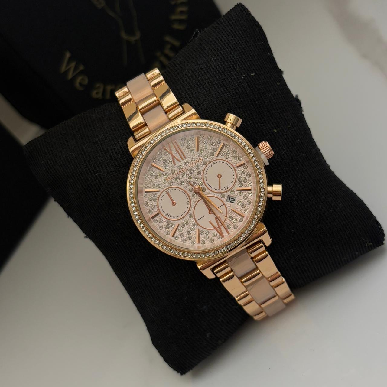 MK Embellished Rose Strap Watch