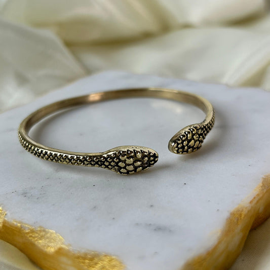 Dual Serpant Brass Bracelet( Gold)