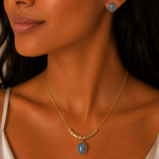 Blue Moonstone Jewellery Set