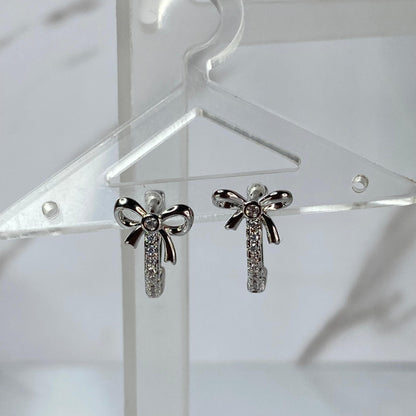 Mini Bow Silver Hoops