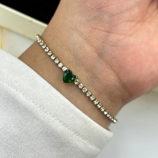 Emerald Heart Tennis Bracelet