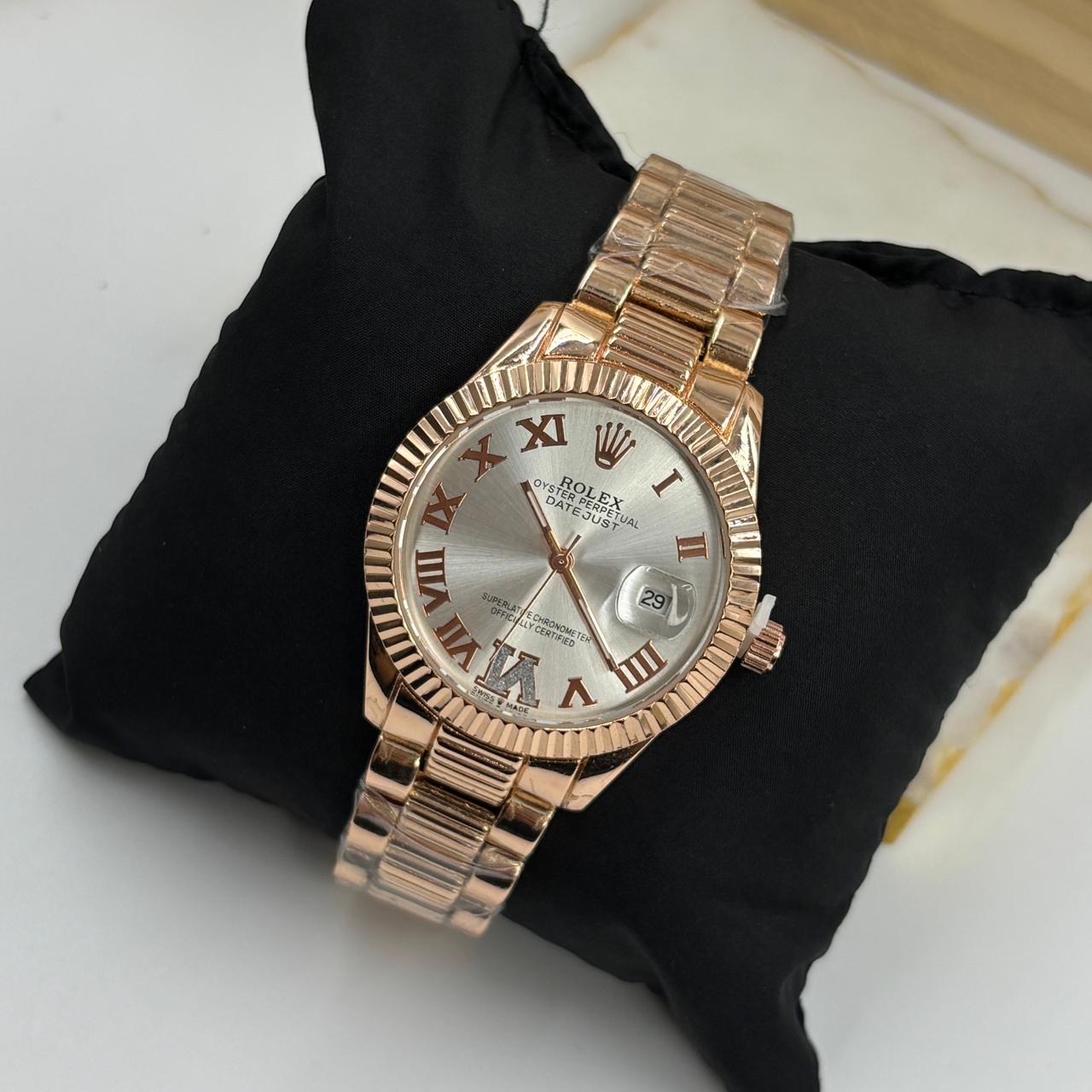 Rolex Rose Gold Watch (White Dial)