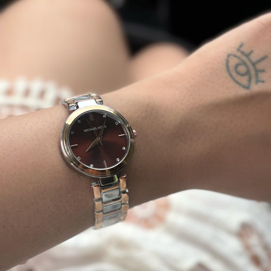 Mk Brown Sleek Watch