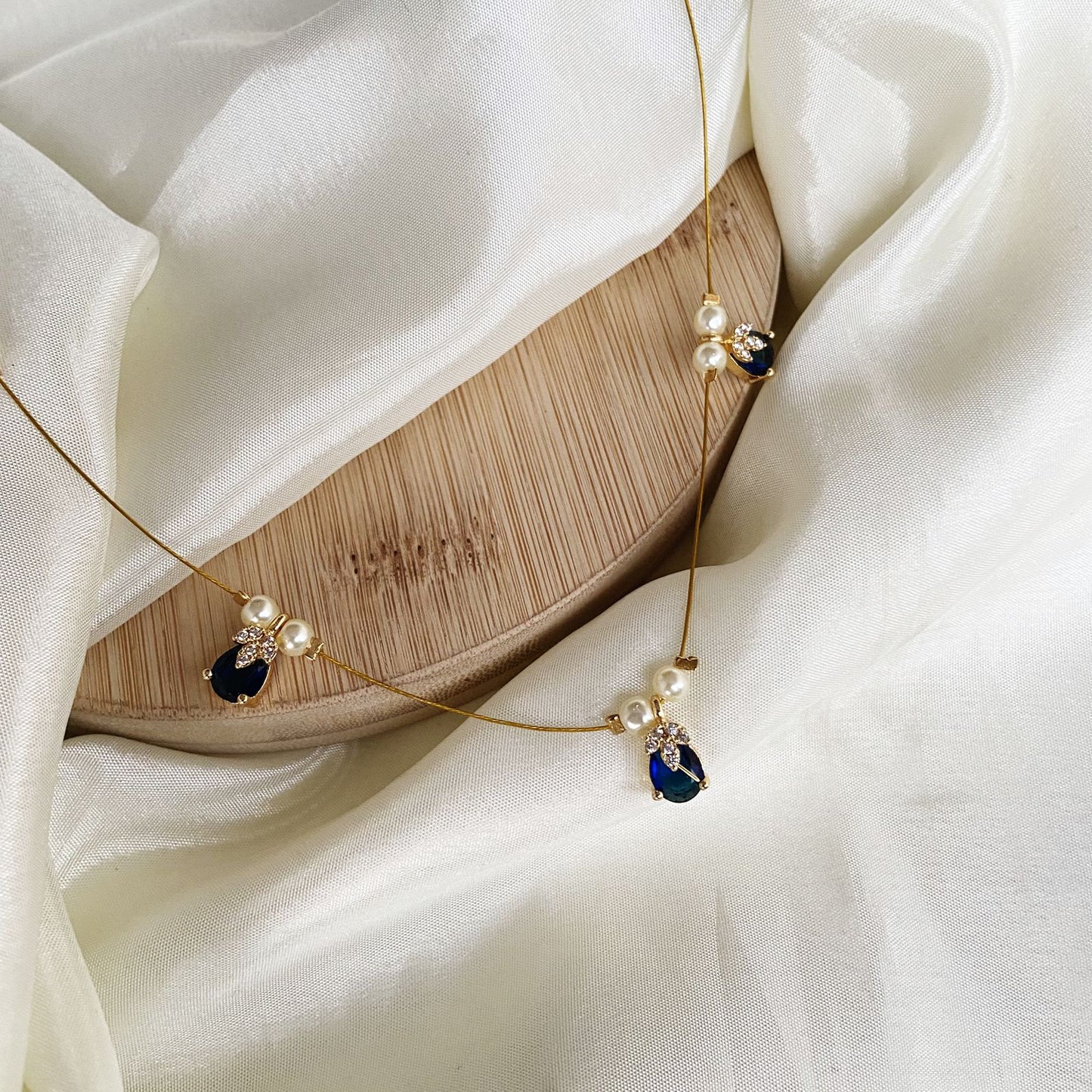 Blue Topaz Abha Invisible Chain Choker Necklace
