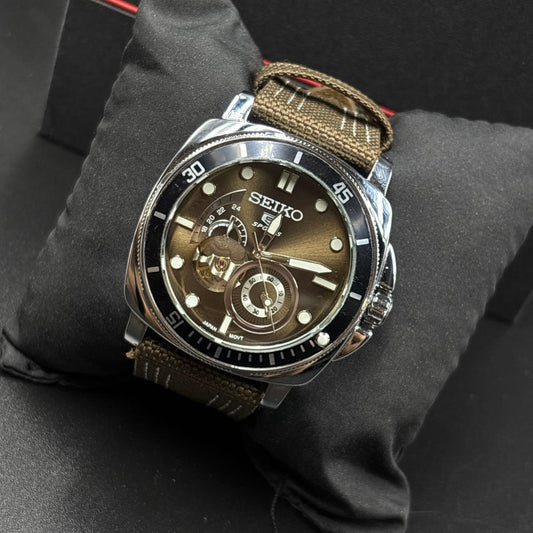 Seiko Brown Canvas Strap Watch