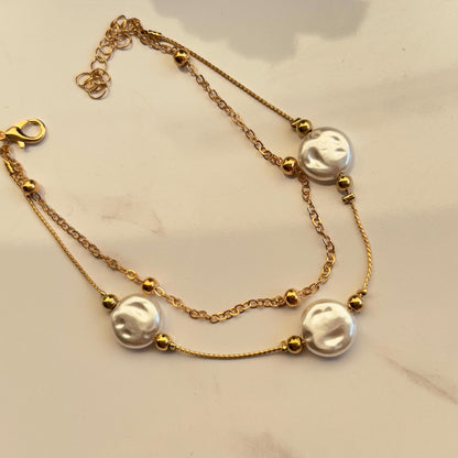 Fresh Pearl Round Layered Anklet