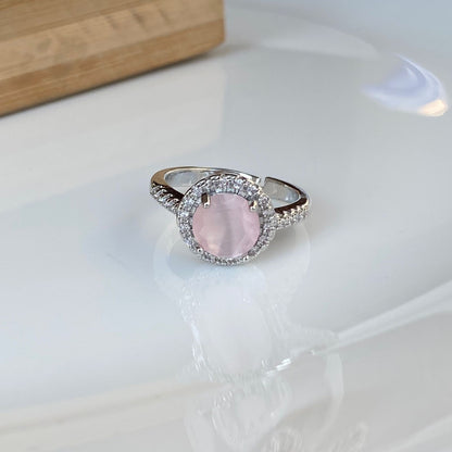 Pink Round Solitaire Ring