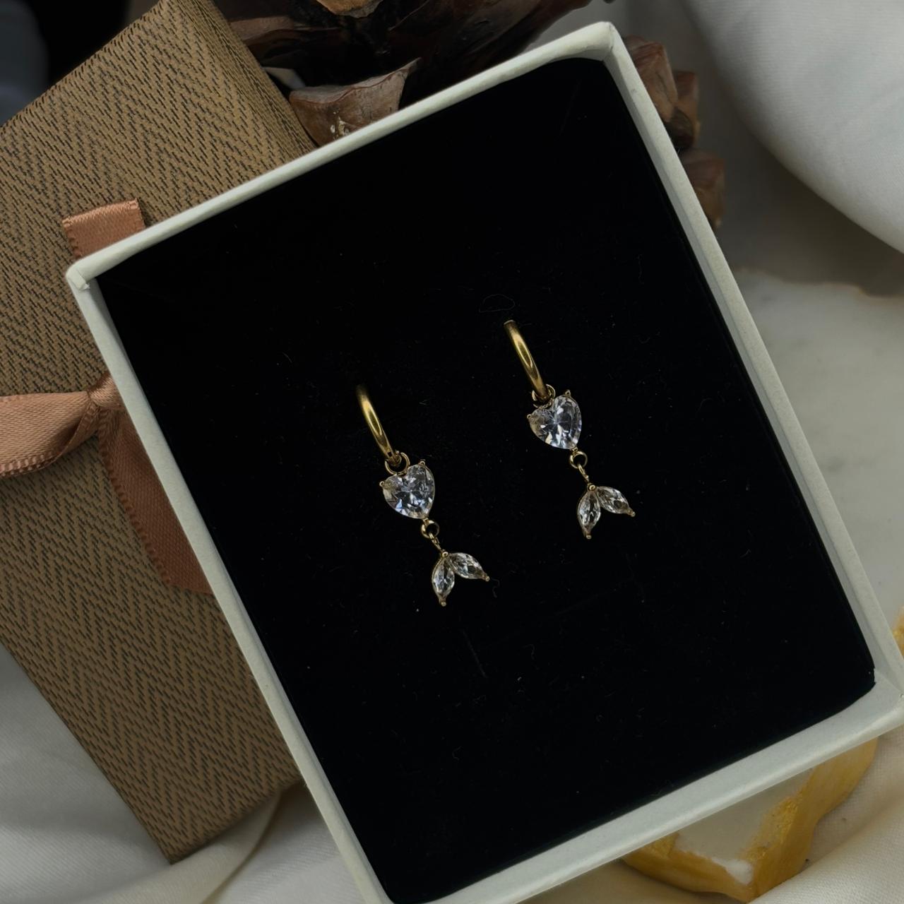 Heart Tail Detachable Hoop Earrings
