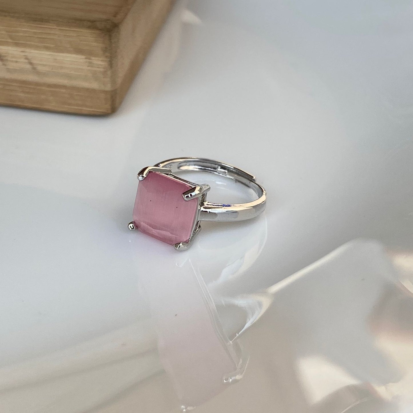 Pink Solitaire Ring