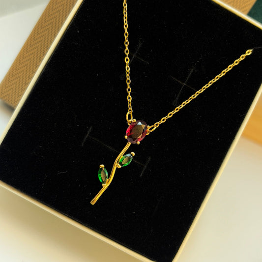 Tulip Cinderella Necklace (Green-red)