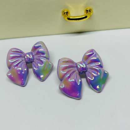 Holographic Lavender Bow Earrings