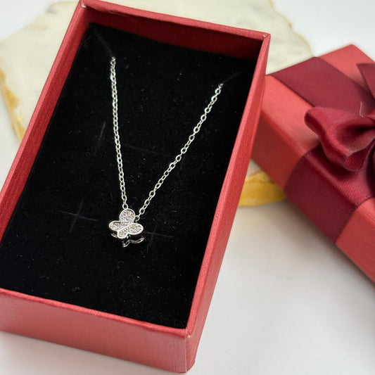 Dainty Mini Butterfly Necklace ( Silver)