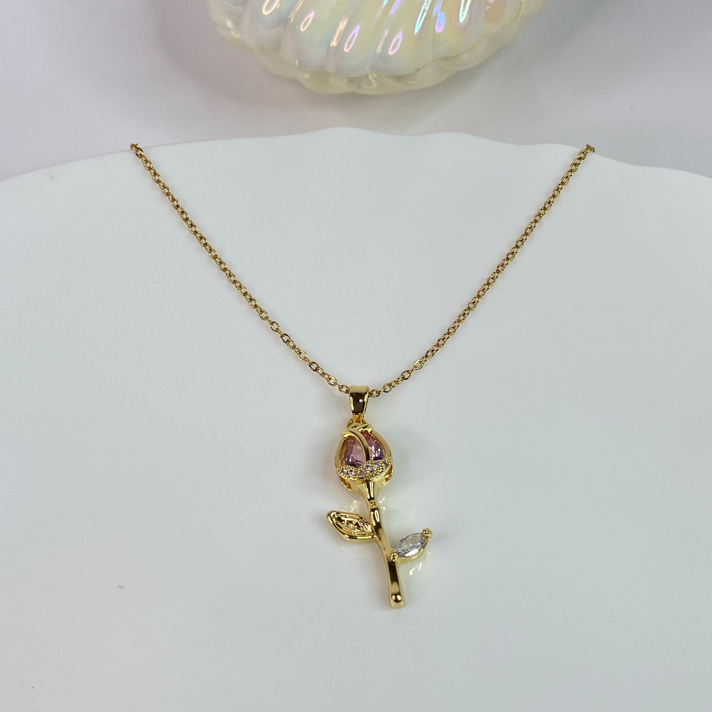 Pink Rose Necklace