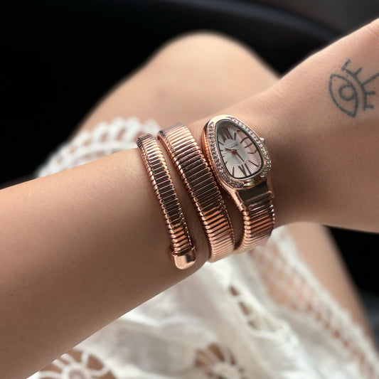 Bvlgari Serpant Watch (White- Rose Gold )