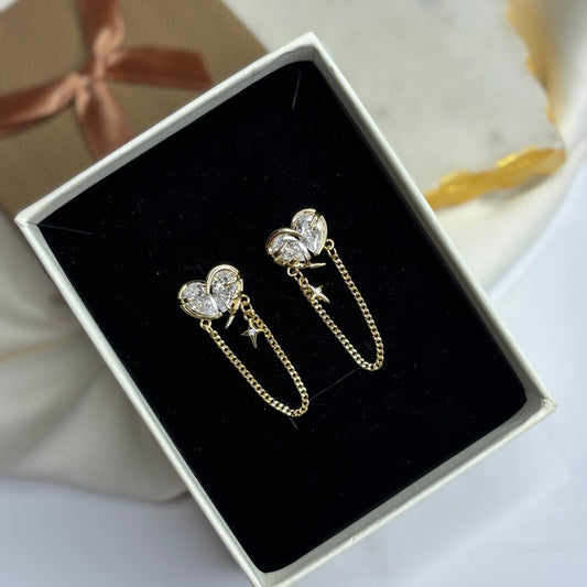 Heart crystal Chain Earrings