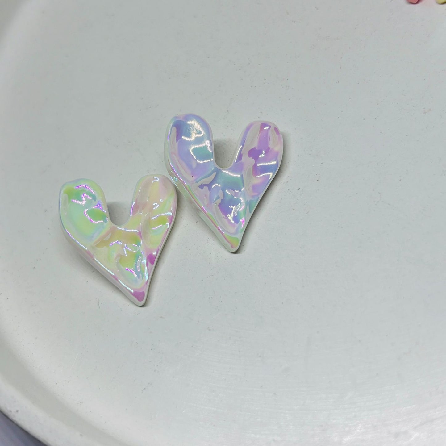 Holographic Colored Heart Earrings