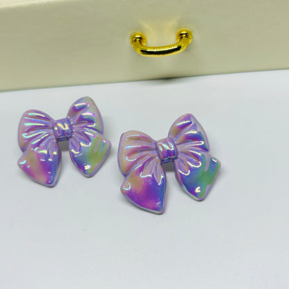 Holographic Lavender Bow Earrings