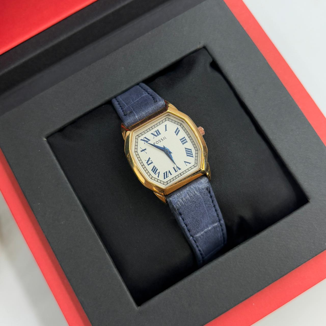 Fossil Vintage Leather Band Watch ( Blue )