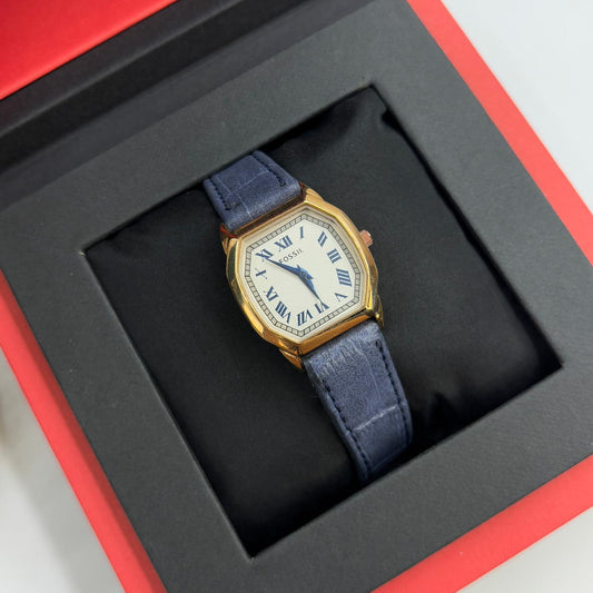 Fossil Vintage Leather Band Watch ( Blue )
