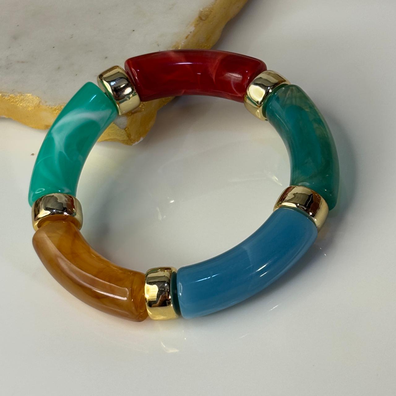 Rainbow Stretachable Resin Bracelet