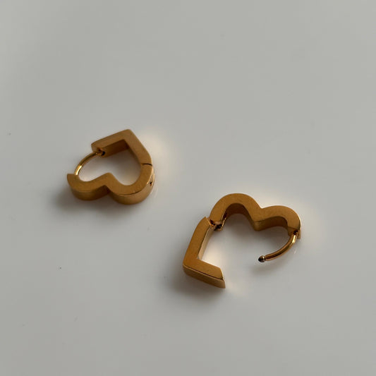 Flat Medium Heart Hoops