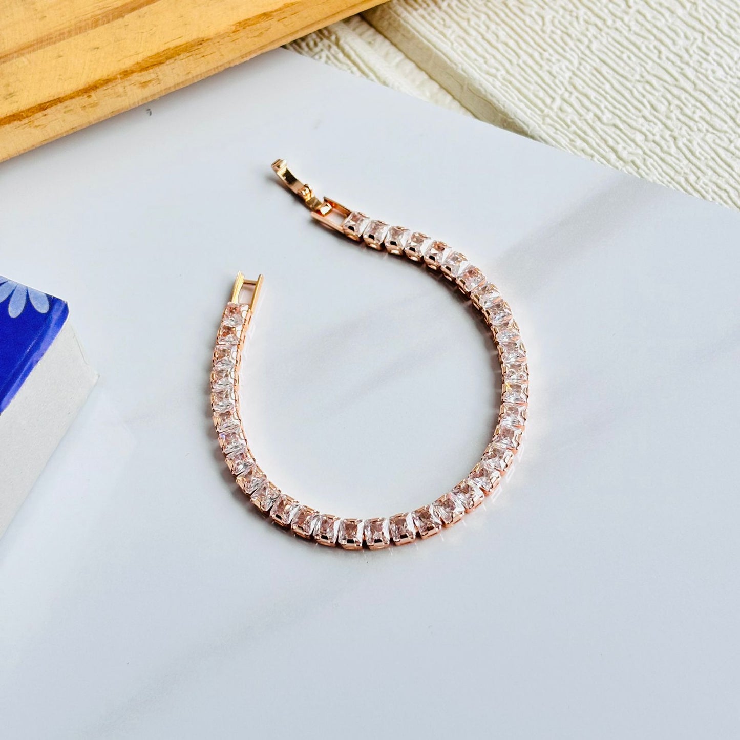 Rose Gold Box Tennis Bracelet