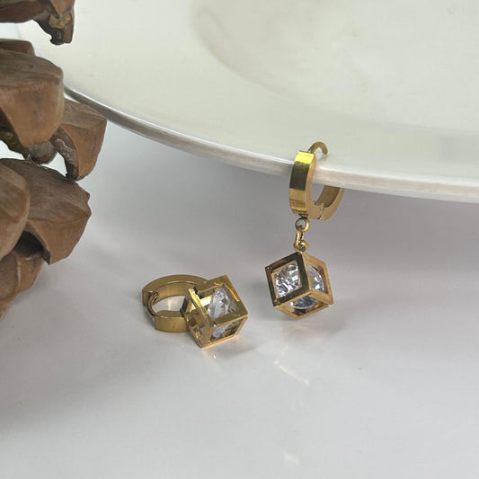 Boxy Solitaire Earrings