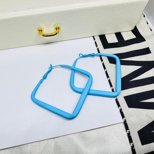 Ice Blue Square Hoops