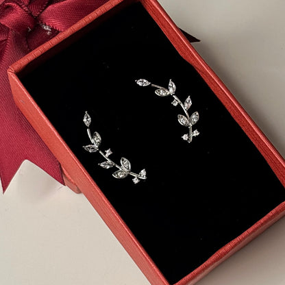 Leaf Climber Silver Earrings