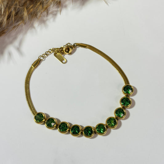 Emerald Flat Chain Bracelet