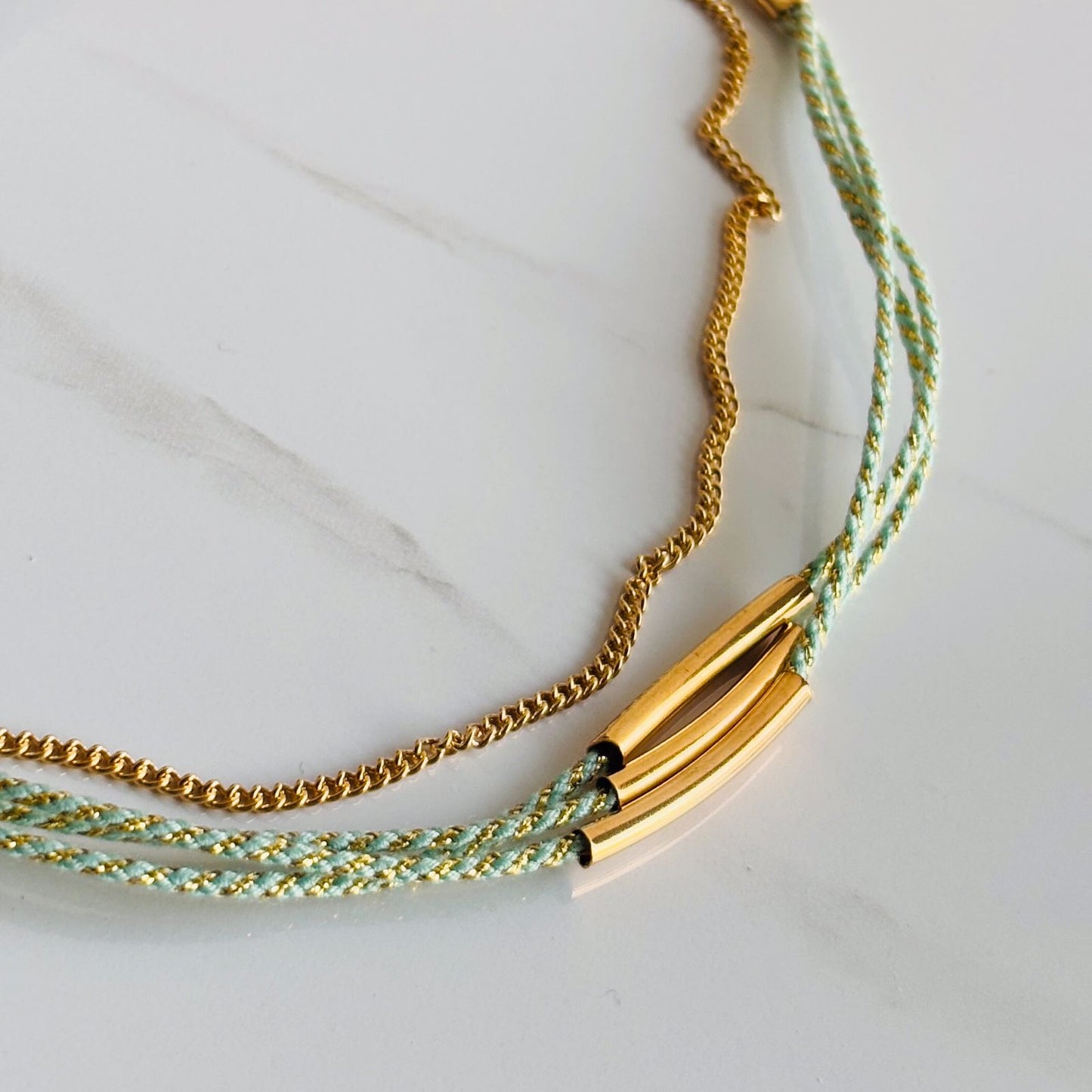 Pale-turquoise Loop Layered Anklet