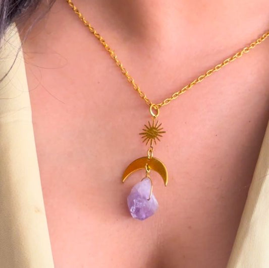 Amethyst Moon Earthy Necklace