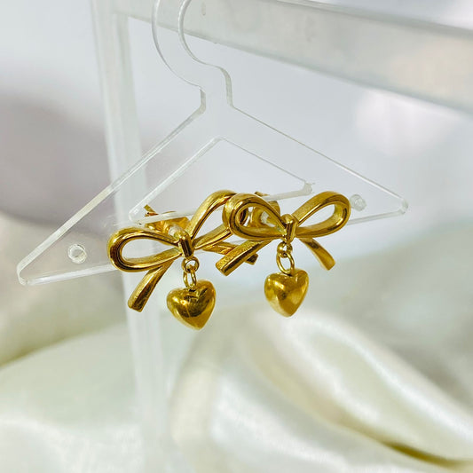 Bow Heart Earrings