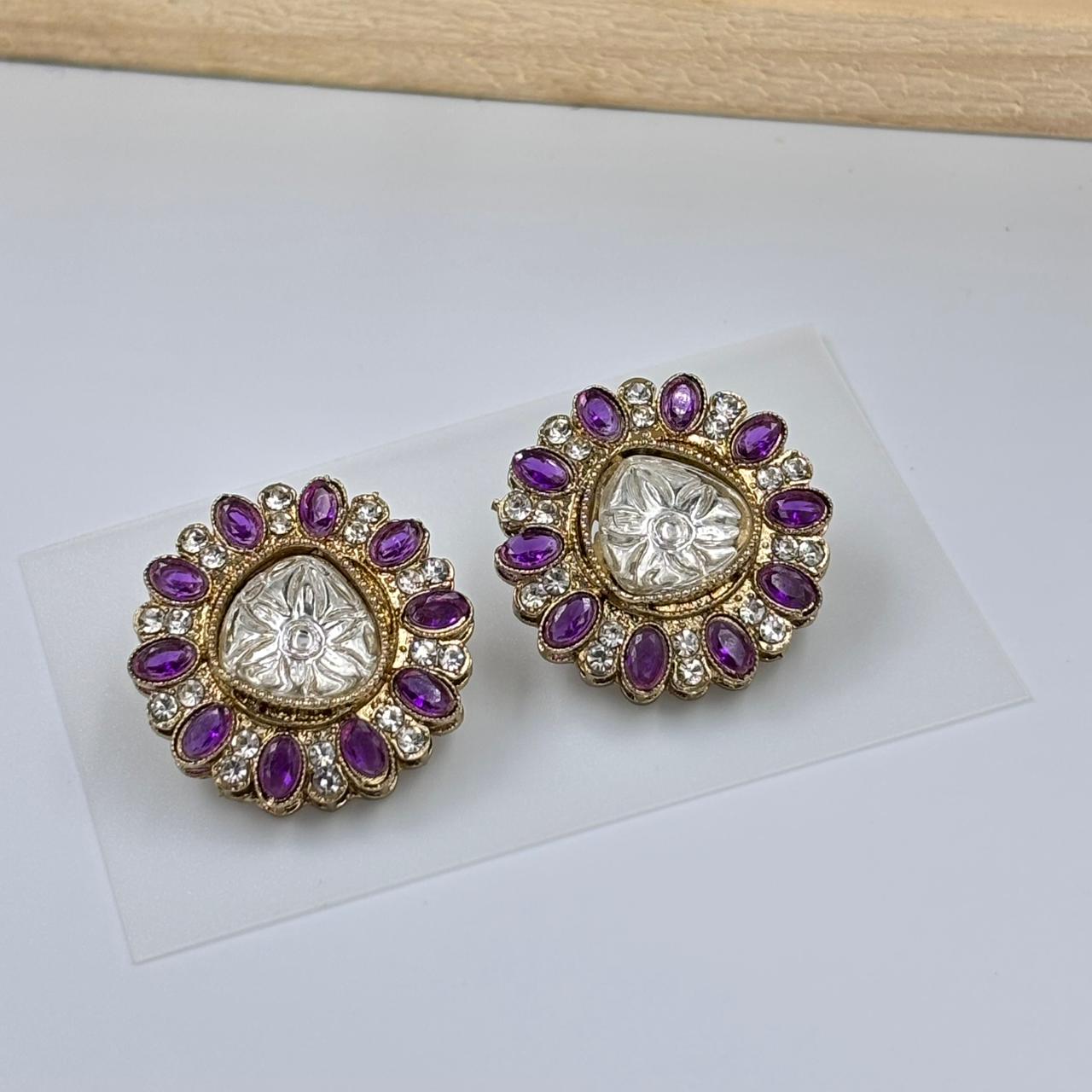 Aadhya Moisanite Stud Earrings (Purple)