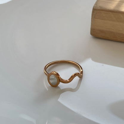 Oval White Wave Classic Ring