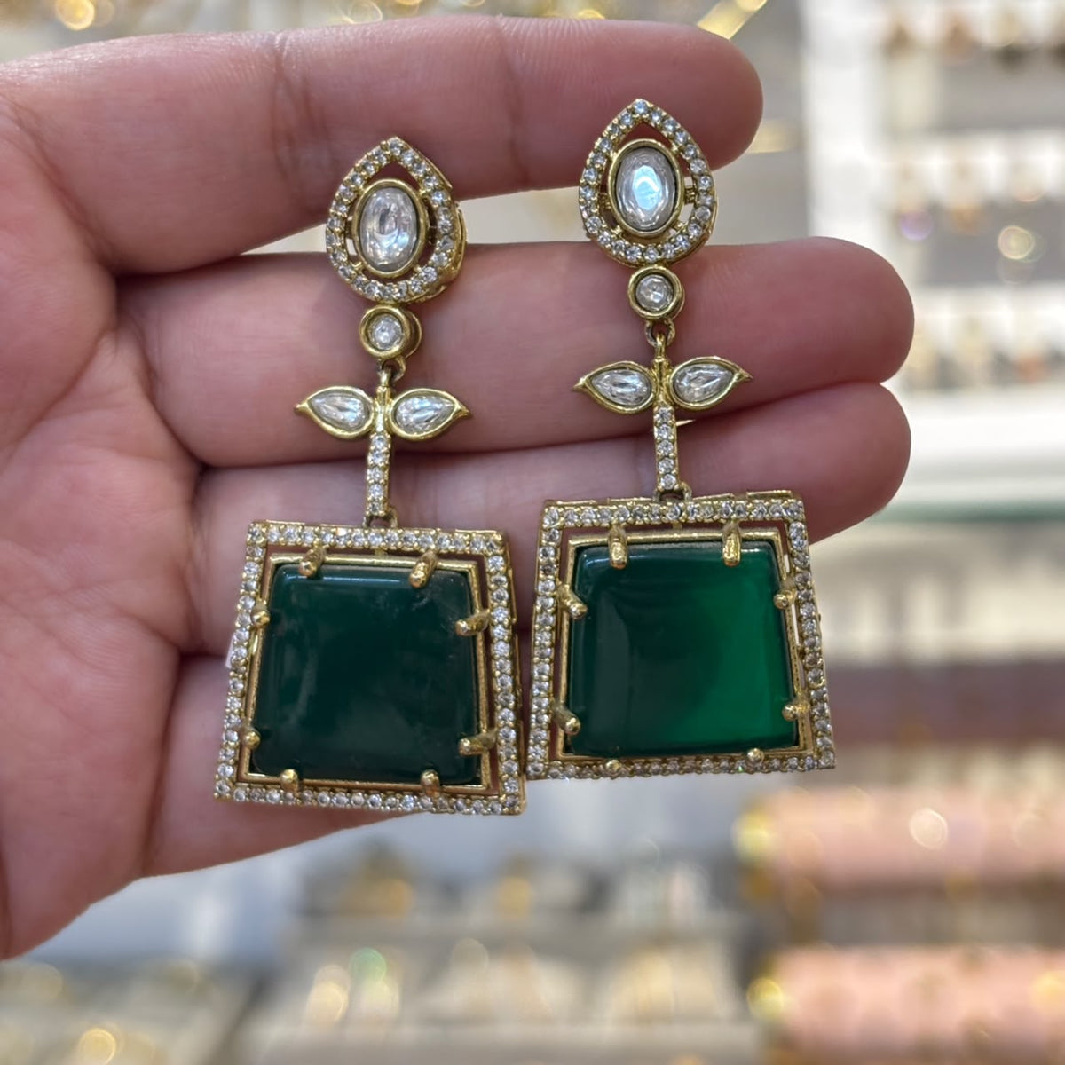 Noorani Earrings ( Emerald )