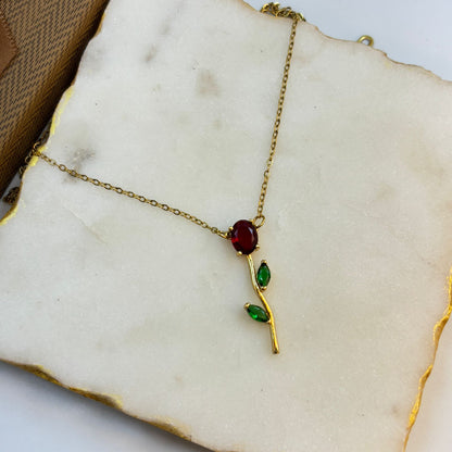 Tulip Cinderella Necklace (Green-red)